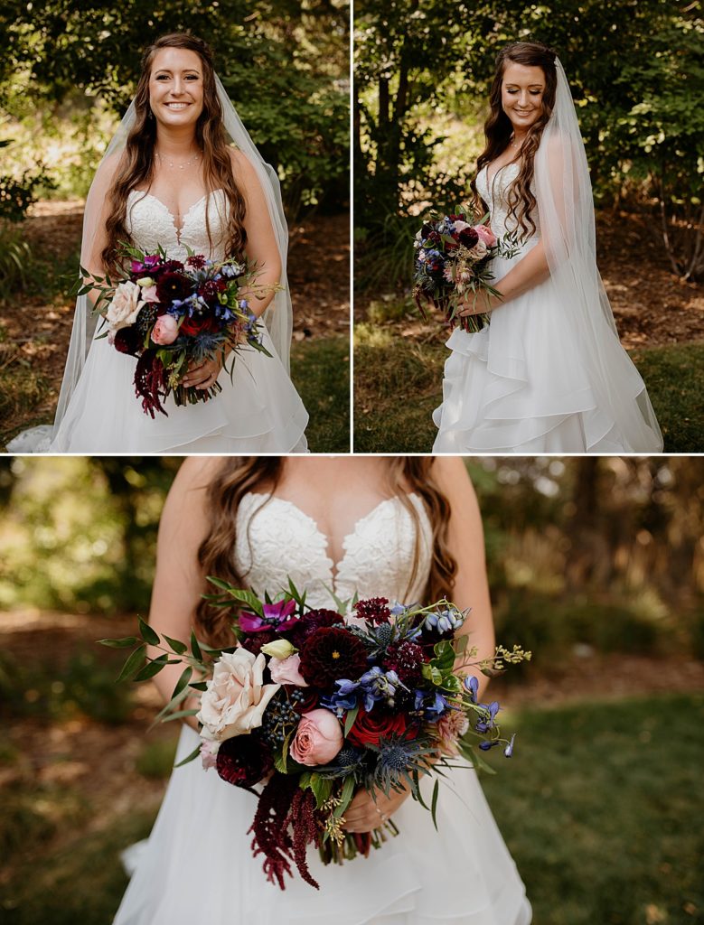 bridal photos with fall flowers